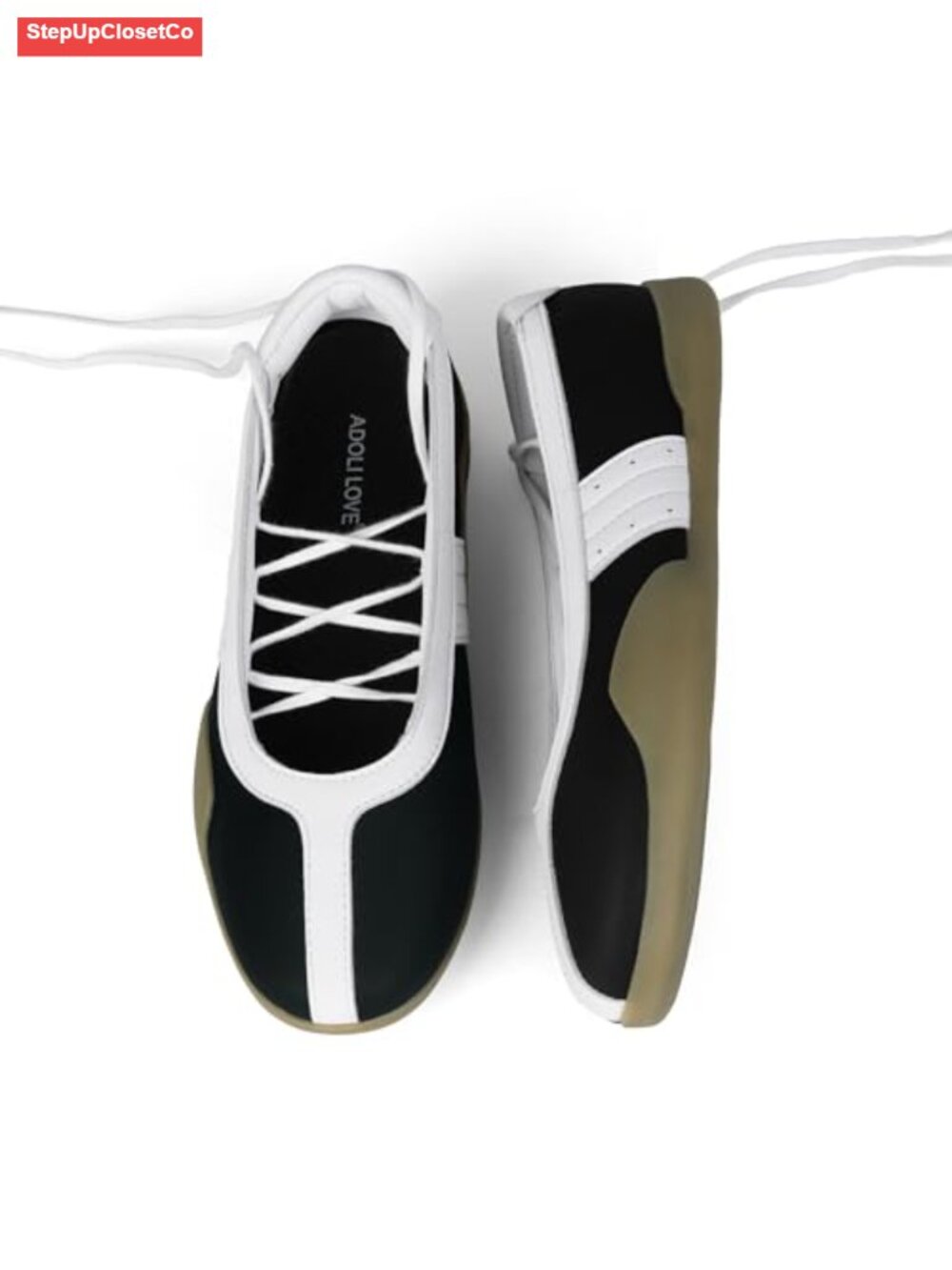 Lace Up Mary Jane Style Sneaker Flats Faux Leather Casual Walking Shoes